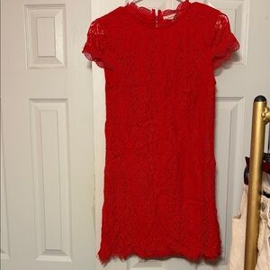 Francesca's Collections Red Lace Midi Dress